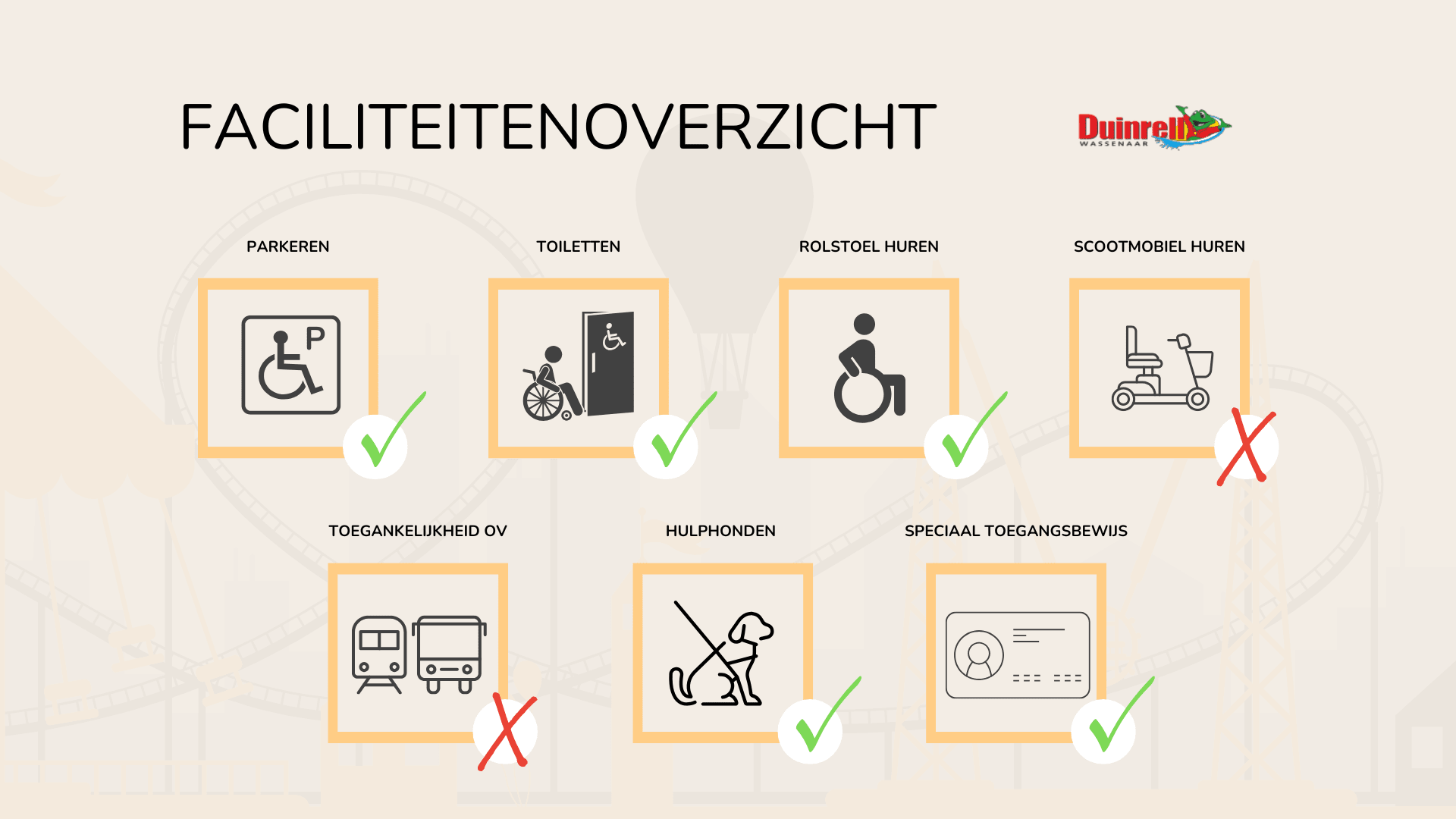 Faciliteitenoverzicht Duinrell
