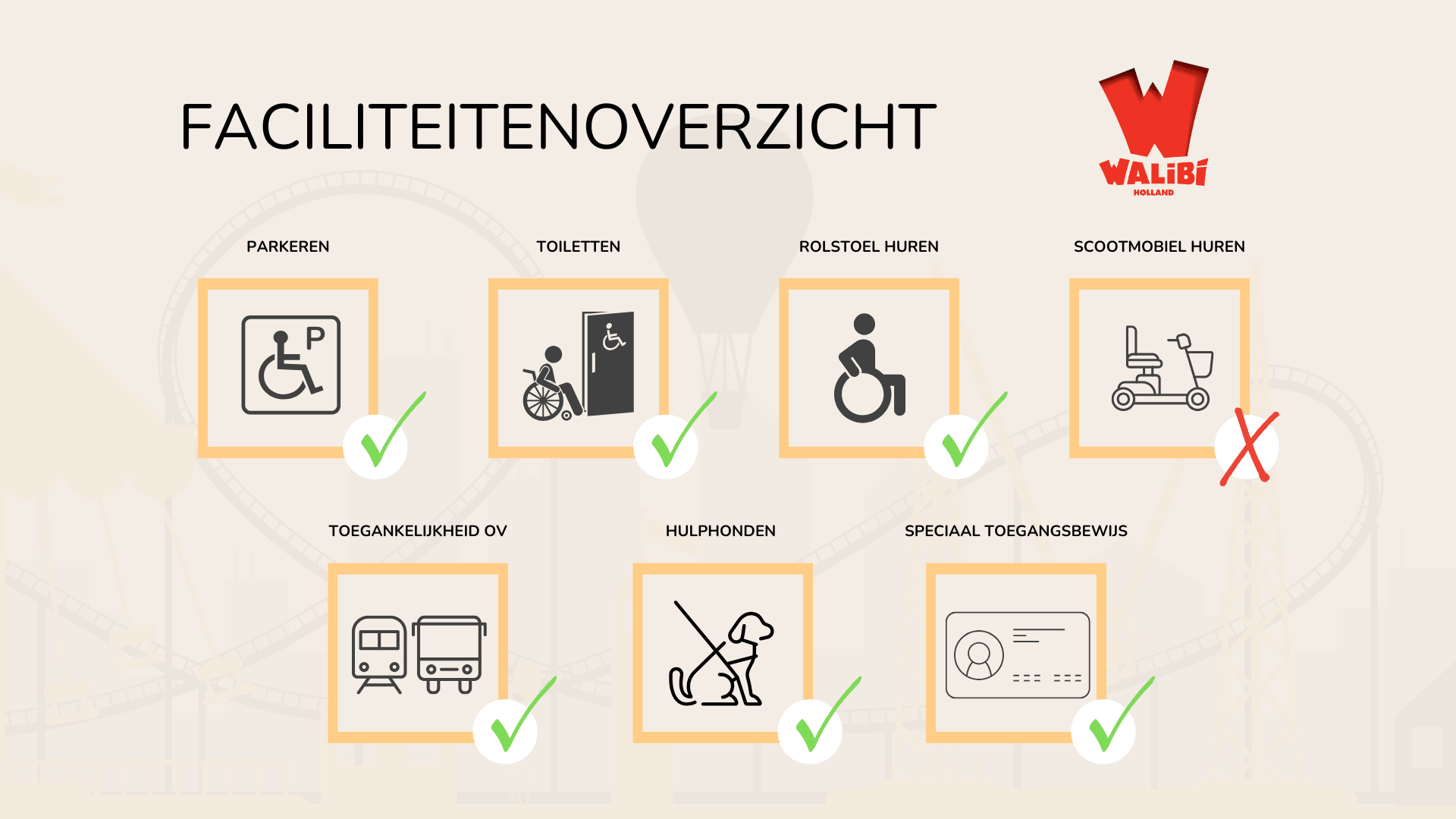 Faciliteitenoverzicht Walibi Holland